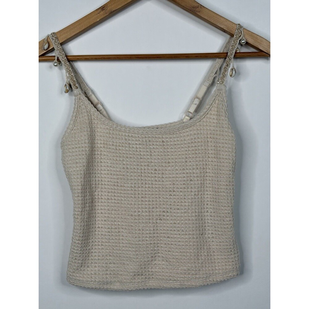 Wild Fable Beige Crochet Crop Top With Pearls and Shells Women’s S
